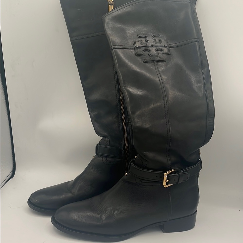 Tory Burch Black Leather Knee-High Boots - Excellent Condition